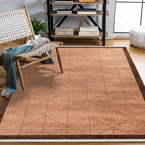 Geometrik Pamuklu Antialerjik Dijital Baskılı Alan Halısı