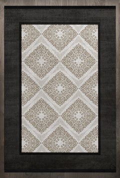 Modern Çerçeveli Pamuklu Yıkanabilir Dijital Baskılı Alan Halısı