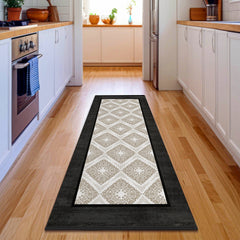 Modern Çerçeveli Pamuklu Yıkanabilir Dijital Baskılı Alan Halısı