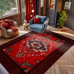 Göbekli Çerçeveli Antialerjik Yıkanabilir Dijital Baskılı Alan Halısı