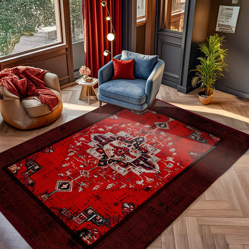 Göbekli Çerçeveli Antialerjik Yıkanabilir Dijital Baskılı Alan Halısı