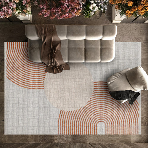 Geometrik Modern Pamuklu Yıkanabilir Dijital Baskılı Alan Halısı