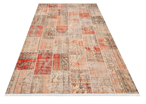 Brezice Kahverengi Patchwork Pamuk ve Şönil Dijital Baskı Halı