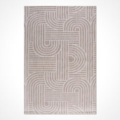 Bej Geometrik Pamuk Makine Halısı