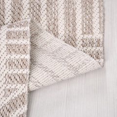 Bej Geometrik Pamuk Makine Halısı