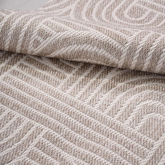 Bej Geometrik Pamuk Makine Halısı