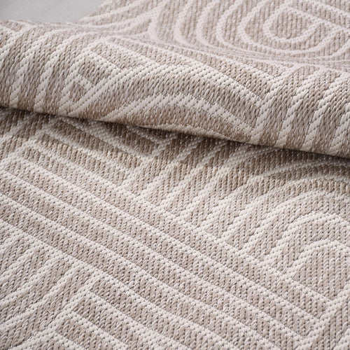 Bej Geometrik Pamuk Makine Halısı