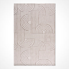 Bej Geometrik Pamuk Makine Halısı