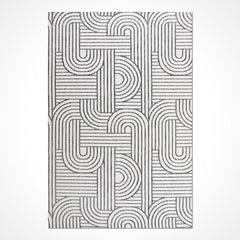 Krem Geometrik Pamuk Makine Halısı