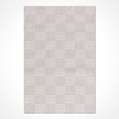 Bej Geometrik Pamuk Makine Halısı