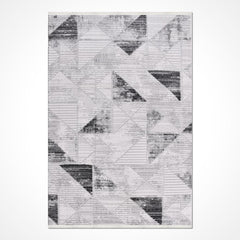 Gri Geometrik Akrilik Makine Halısı
