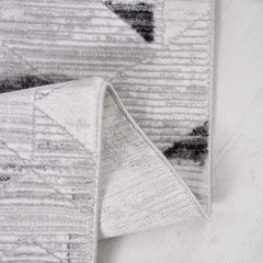 Gri Geometrik Akrilik Makine Halısı