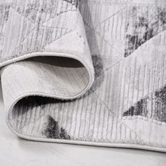 Gri Geometrik Akrilik Makine Halısı