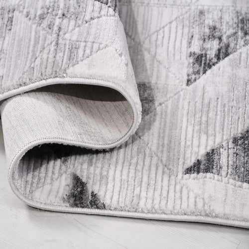 Gri Geometrik Akrilik Makine Halısı