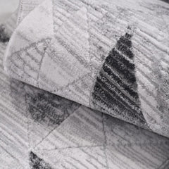 Gri Geometrik Akrilik Makine Halısı