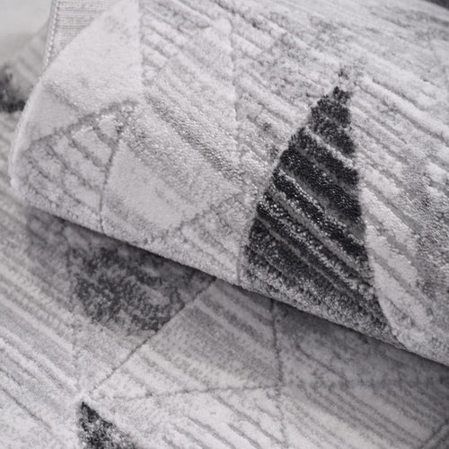 Gri Geometrik Akrilik Makine Halısı