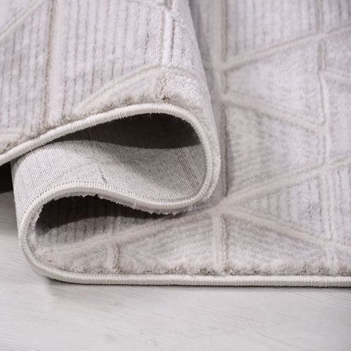 Bej Geometrik Akrilik Makine Halısı