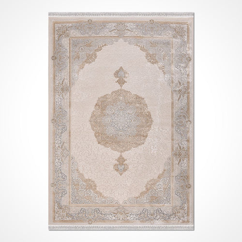 Bej Göbekli Viskon Makine Halısı