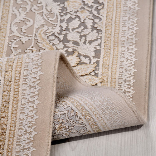 Bej Göbekli Viskon Makine Halısı