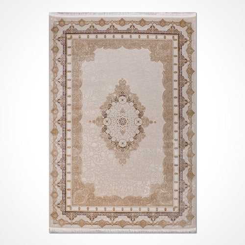 Bej Çerçeveli Viskon Makine Halısı