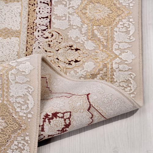 Bej Çerçeveli Viskon Makine Halısı