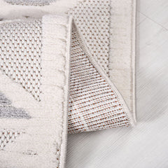 Gri Geometrik Polyester Makine Halısı