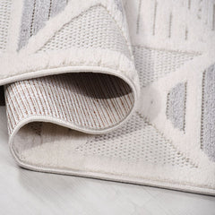 Gri Geometrik Polyester Makine Halısı