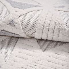 Gri Geometrik Polyester Makine Halısı