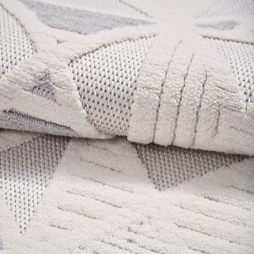 Gri Geometrik Polyester Makine Halısı