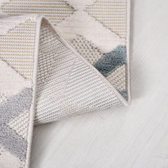 Krem Geometrik Polyester Makine Halısı