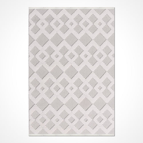 Krem Geometrik Polyester Makine Halısı