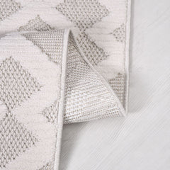 Krem Geometrik Polyester Makine Halısı