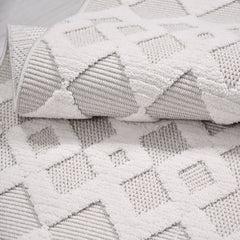 Krem Geometrik Polyester Makine Halısı