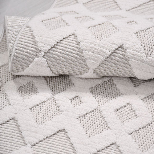 Krem Geometrik Polyester Makine Halısı