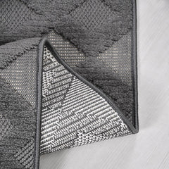 Gri Geometrik Polyester Makine Halısı