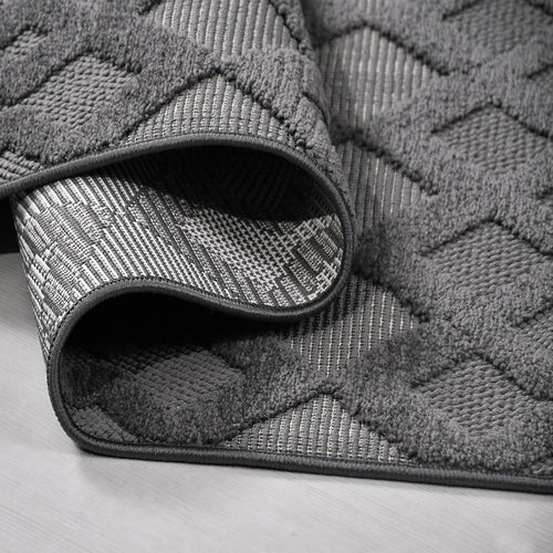 Gri Geometrik Polyester Makine Halısı