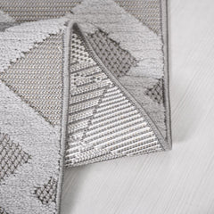 Gri Geometrik Polyester Makine Halısı