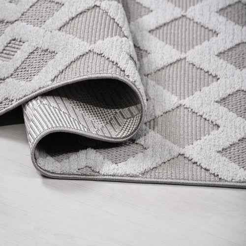 Gri Geometrik Polyester Makine Halısı