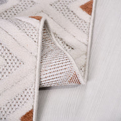 Krem Geometrik Polyester Makine Halısı