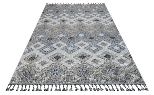 Aleah Gri Geometrik Polyester Makine Halısı