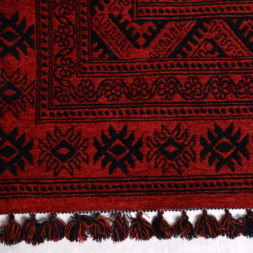 Kırmızı Çerçeveli Pamuk Makine Halısı