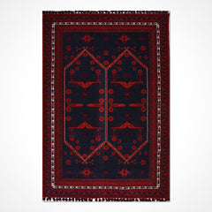 Kırmızı Çerçeveli Pamuk Makine Halısı