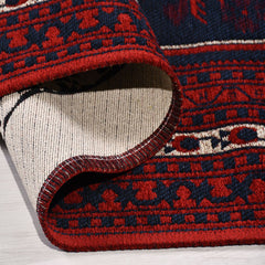 Kırmızı Çerçeveli Pamuk Makine Halısı