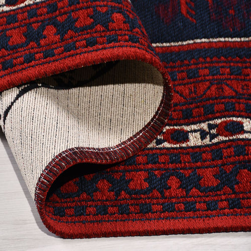 Kırmızı Çerçeveli Pamuk Makine Halısı