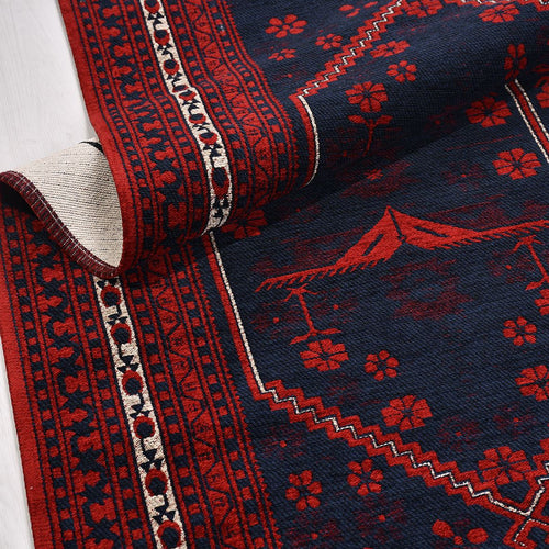 Kırmızı Çerçeveli Pamuk Makine Halısı