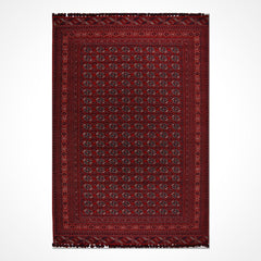 Kırmızı Çerçeveli Pamuk Makine Halısı