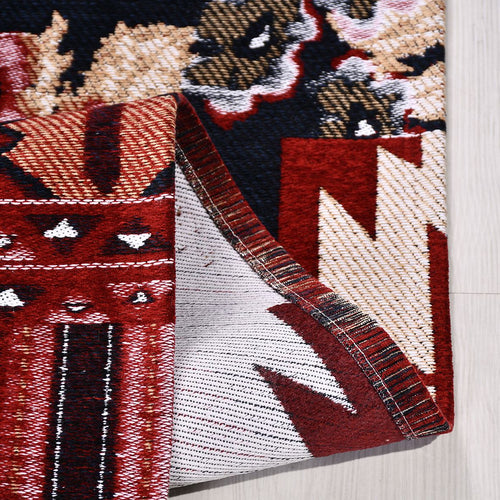 Kırmızı Eskitme Pamuk Makine Halısı