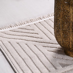 Beyaz Modern Sisal Makine Halısı
