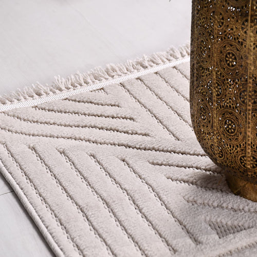 Beyaz Modern Sisal Makine Halısı