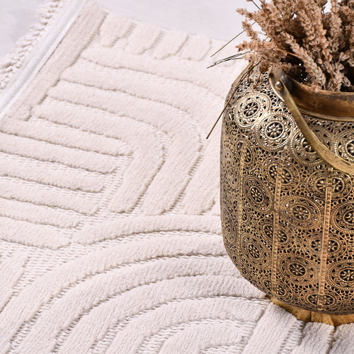 Krem Modern Sisal Makine Halısı